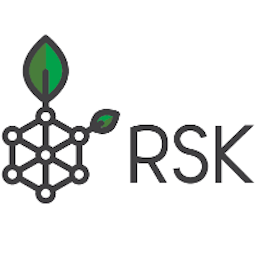 Logo Rootstock avec symbole Bitcoin et icône de contrat intelligent