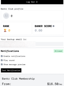 Bankr dashboard
