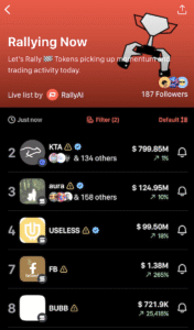 Rally wallet dashboard