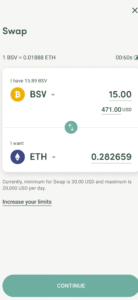 Rockwallet swap interface