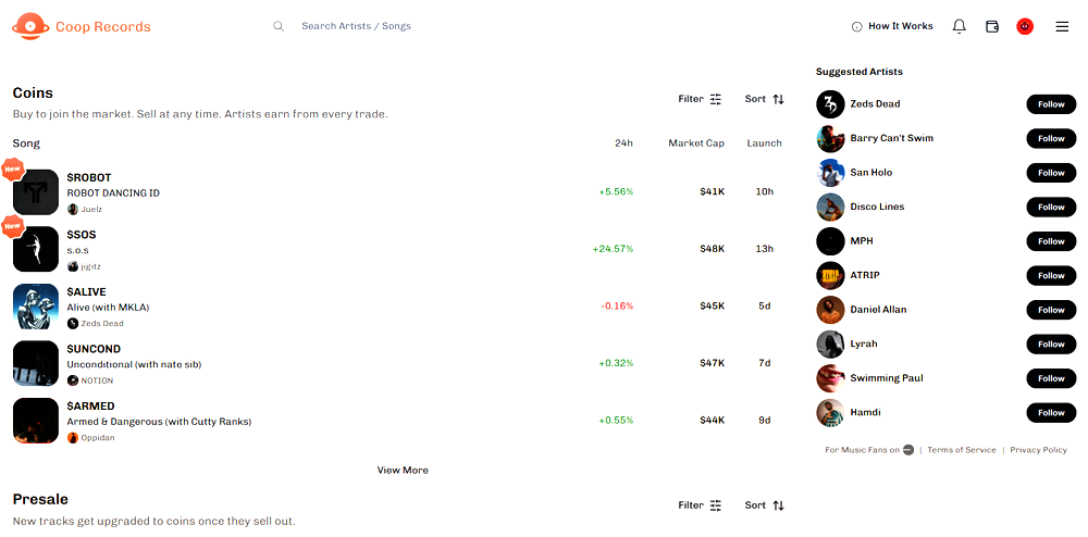 Coop records dashboard