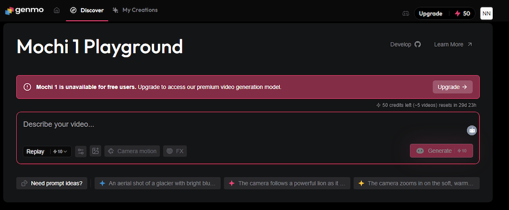 Genmo free credits