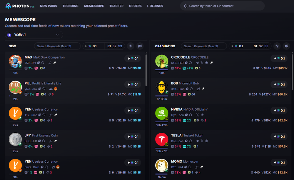 Photon sol dashboard