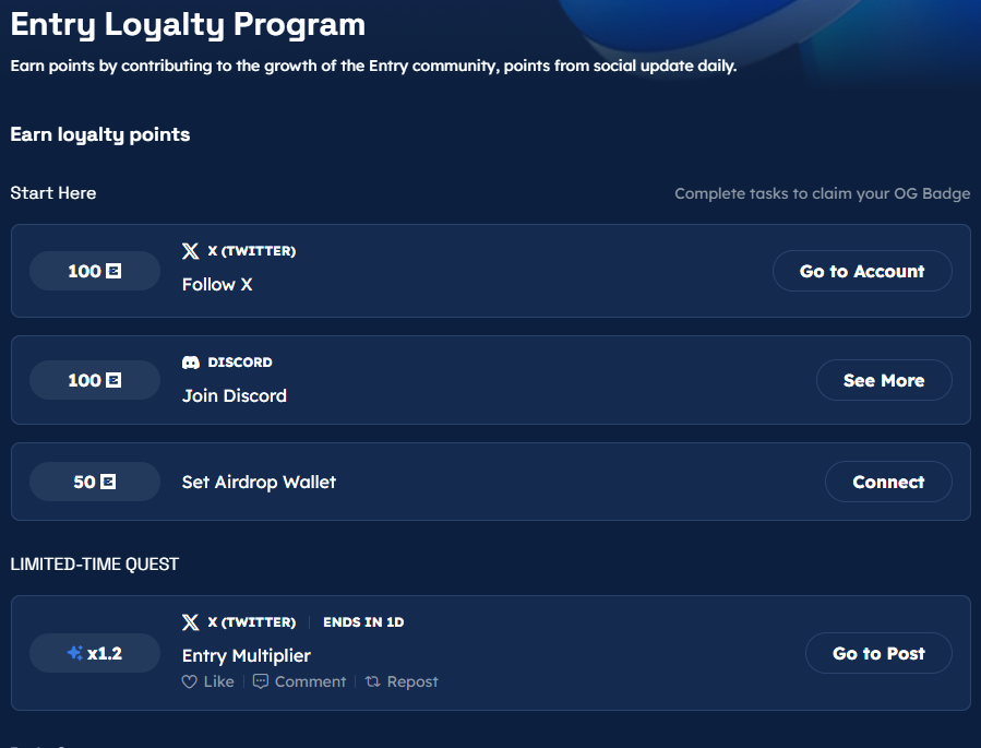Entry network loyal program