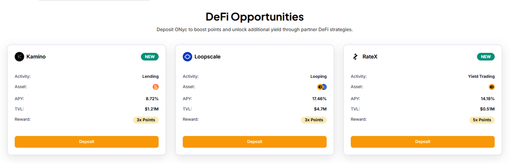 Onre defi dashboard