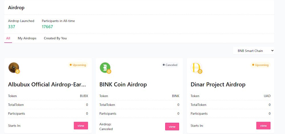 Pinksale finance airdrops