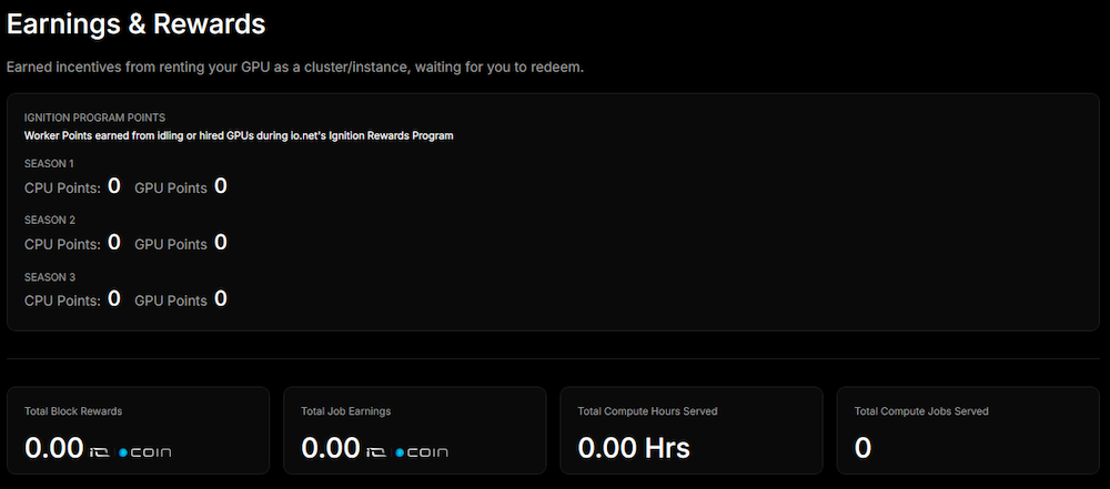 Io net workder dashboard
