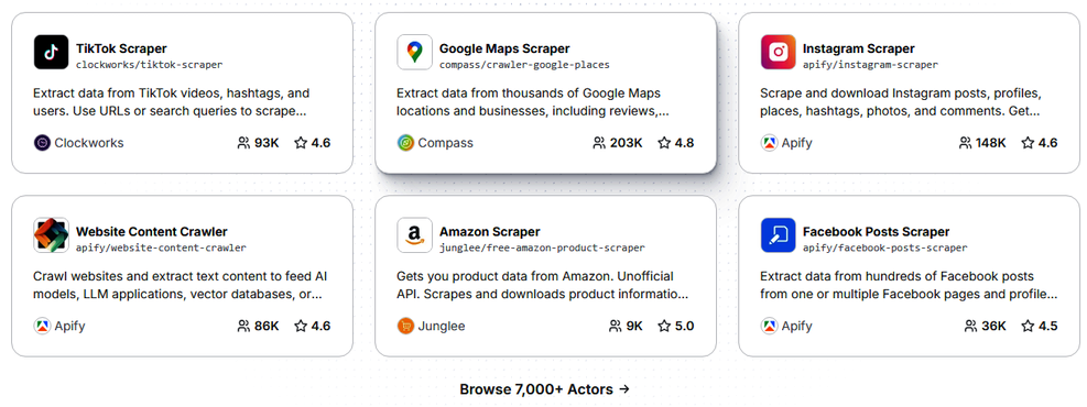 Apify actors choice