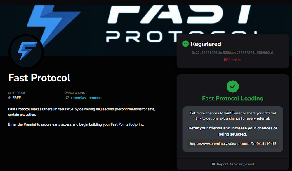 Fast protocol airdrop
