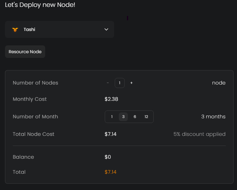 Tashi network node set up 2