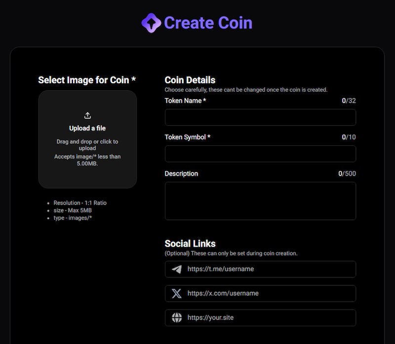 Nad.fun coin creation