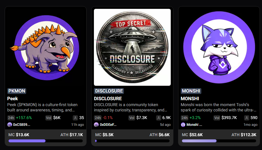 Nad.fun coin dashboard