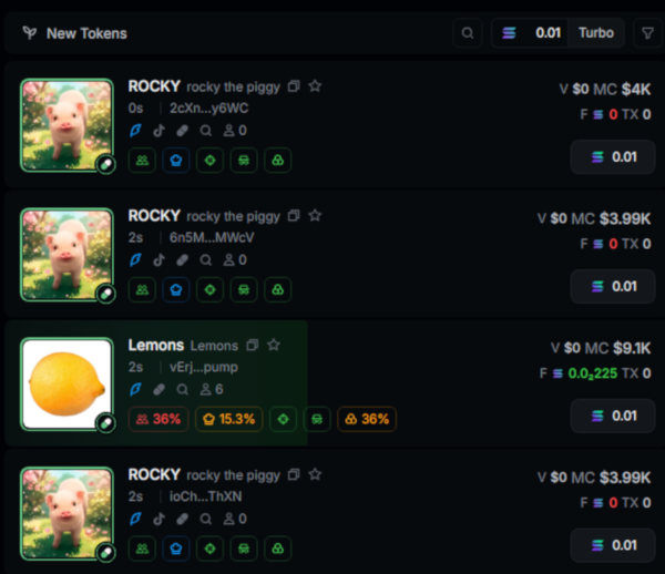Trojan trading tokens