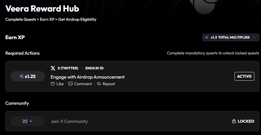 Veera reward hub dashboard