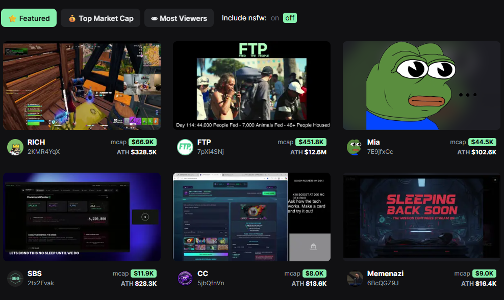 pump fun livestreams