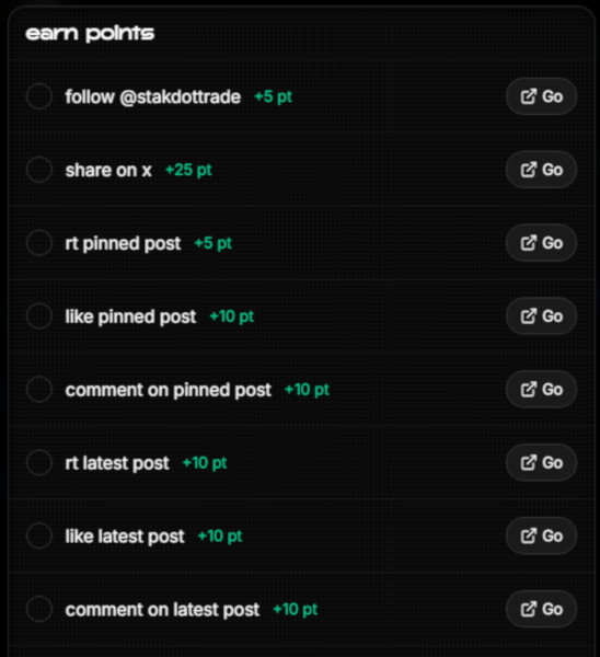 Stak earn points